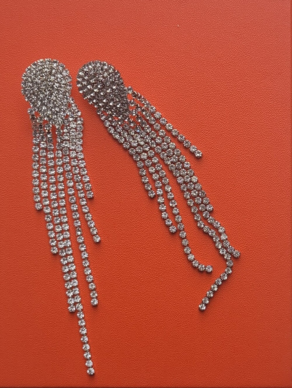 3/$35 Vintage Silver Rhinestone Fringe Drop Earrings